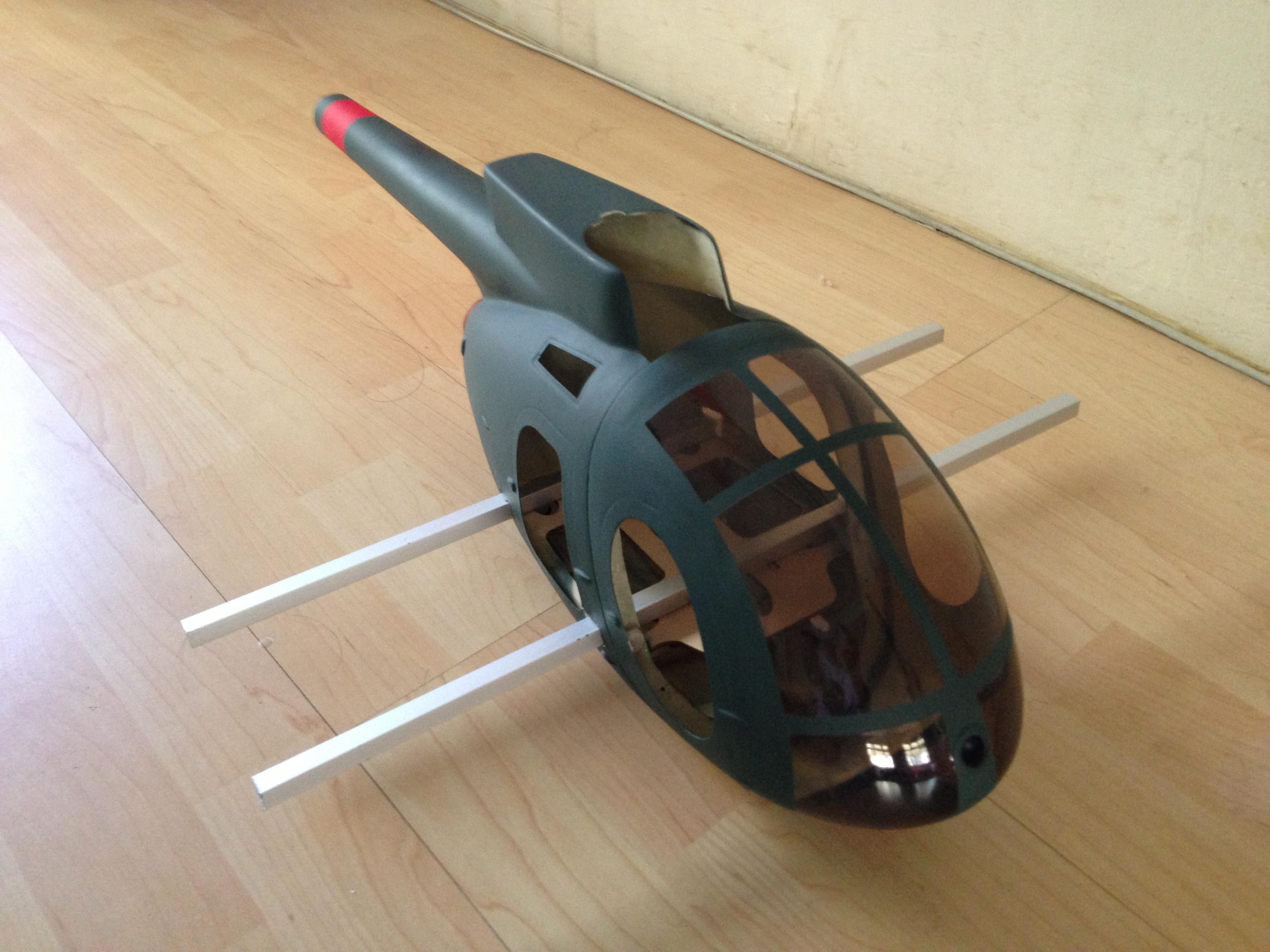 New project scale heli fuselage with quad Team daddyHOBBY Radio